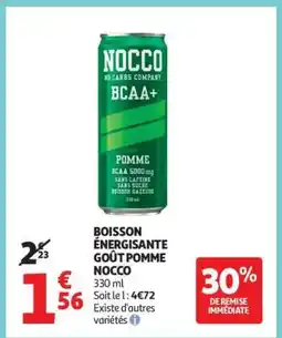 Auchan BOISSON ÉNERGISANTE GOÛT POMME NOCCO offre