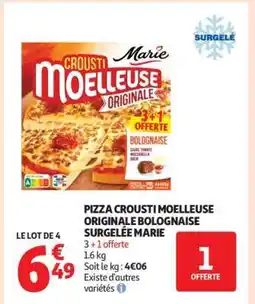 Auchan PIZZA CROUSTI MOELLEUSE ORIGINALE BOLOGNAISE SURGELÉE MARIE offre