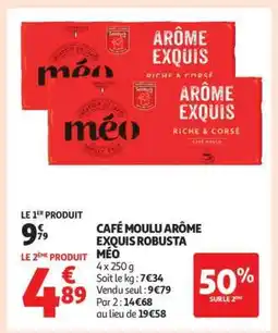 Auchan CAFÉ MOULU ARÔME EXQUIS ROBUSTA MÉO offre