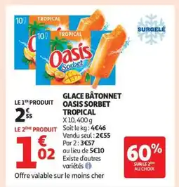 Auchan GLACE BÂTONNET OASIS SORBET TROPICAL offre