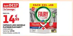Auchan PACK XXL CAPSULES LAVE-VAISSELLE PLATINUM PLUS FAIRY offre
