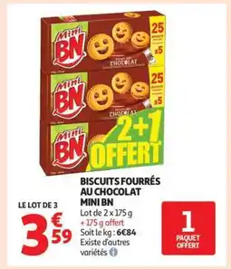 Auchan Biscuits Fourrés Au Chocolat Mini Bn offre
