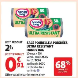 Auchan Sacs Poubelle A Poignées Ultra Resistant Handy Bag offre