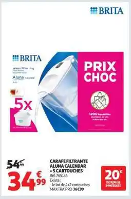 Auchan CARAFE FILTRANTE ALUNA CALENDAR + 5 CARTOUCHES offre