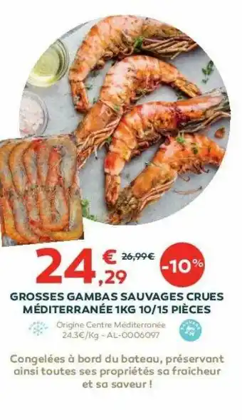 Grosses Gambas Sauvages Crues Méditerranée 1 Kg 10-15 Pièces