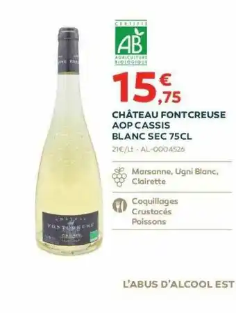 Cabesto Château Fontcreuse Aop Cassis Blanc Sec 75 Cl offre