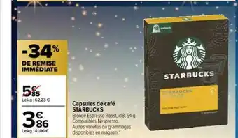 Carrefour Capsules De Café Starbucks offre