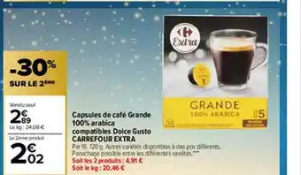 Capsules De Café Grande 100% Arabica Compatibles Dolce Gusto Carrefour Extra
