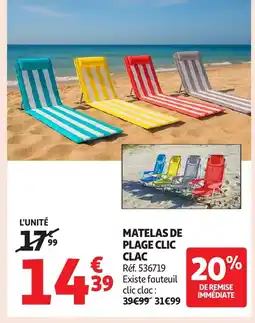 Auchan Matelas de plage clic clac offre