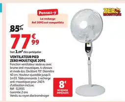 Auchan Ventilateur pied zero moustique 2091 offre