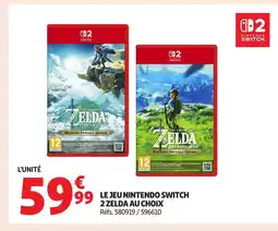 Auchan Le jeu nintendo switch 2 zelda au choix offre