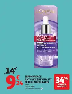 Auchan Supermarché L'ORÉAL PARIS Sérum visage anti-rides revitalift filler offre