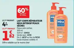 Auchan Supermarché Lait corps réparateur mixa intensif peaux sèches offre