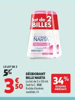 Auchan Supermarché NARTA Déodorant bille offre