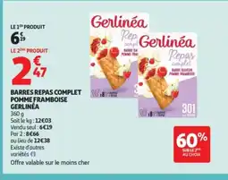 Auchan Supermarché GERLINÉA Barres repas complet pomme framboise offre