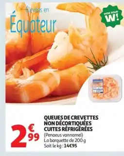 Auchan Supermarché Queues de crevettes non décortiquées cuites réfrigérées offre
