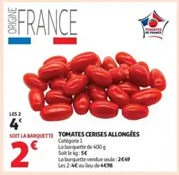 Auchan Supermarché Tomates cerises allongées offre