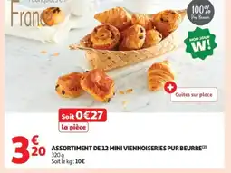 Auchan Supermarché Assortiment de 12 mini viennoiseries pur beurre offre