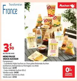 Auchan Supermarché Menu pause snack auchan offre