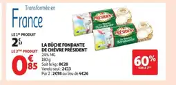 Auchan Supermarché PRÉSIDENT La bûche fondante le 2eme produit de chèvre offre