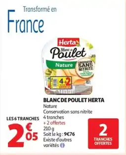 Auchan Supermarché HERTA Blanc de poulet offre