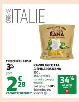 Auchan Supermarché RANA Ravioli ricotta & épinards offre