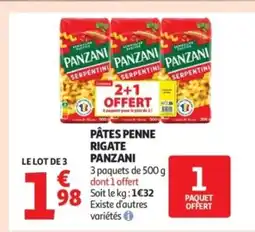 Auchan Supermarché PANZANI Pâtes penne rigate offre