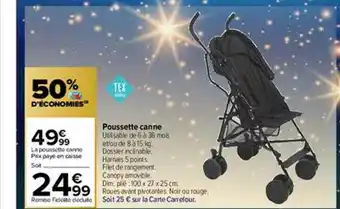 Promo Poussette Canne Tex Baby chez Carrefour