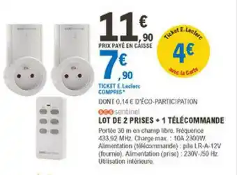 E.Leclerc Brico Lot De 2 Prises + 1 Télécommande offre