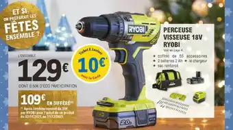 E.Leclerc Brico Perceuse Visseuse 18v Ryobi offre