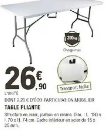 E.Leclerc Brico Table Pliante offre