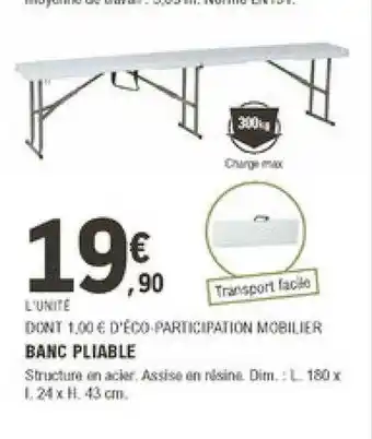 E.Leclerc Brico Banc Pliable offre