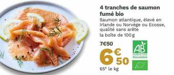 Picard 4 Tranches De Saumon Fumé Bio offre