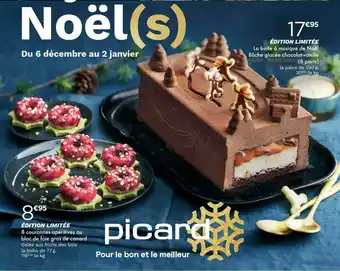Picard La Boîte à Musque De Noël Bûche Glacée Chocolat-vanille (8 Parts), 8 Couronnes Apéritives Au Bloc De Foie Gras De Canard offre