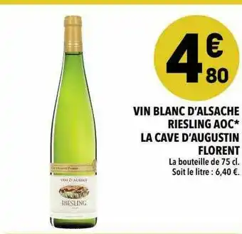 Supeco Vin Blanc D'alsace Riesling Aoc La Cave D'augustin Florent offre