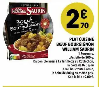 Supeco Plat Cuisiné Bœuf Bourguignon William Saurin offre