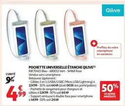 Auchan POCHETTE UNIVERSELLE ÉTANCHE QILIVE offre