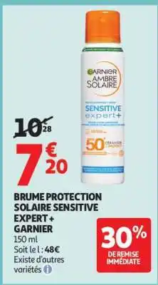 Auchan BRUME PROTECTION SOLAIRE SENSITIVE EXPERT + GARNIER offre