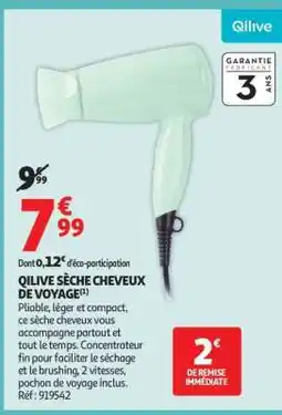 Auchan Qilive Sèche Cheveux De Voyage offre