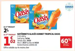 Auchan Bâtonnets glacés sorbet tropical Oasis offre