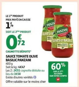 Auchan SAUCE TOMATE OLIVE BASILIC PANZANI offre