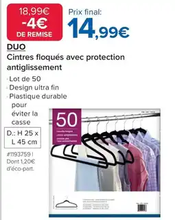 Costco Cintres floqués avec protection antiglissement offre