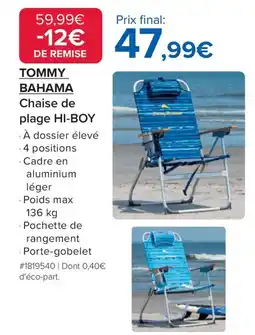 Costco Chaise de plage hi boy offre