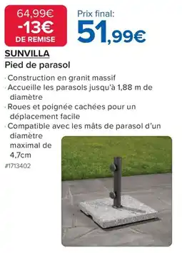 Costco Pied de parasol offre