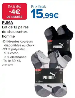 Costco Lot de 12 paires de chaussettes homme offre
