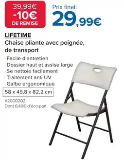 Costco Chaise pliante avec poignée de transport offre