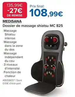 Costco Dossier de massage shiatsu mc 825 offre