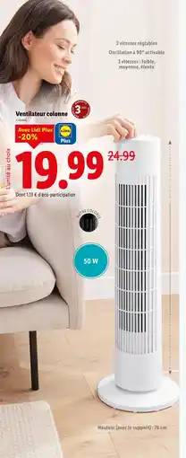 Lidl Ventilateur colonne offre