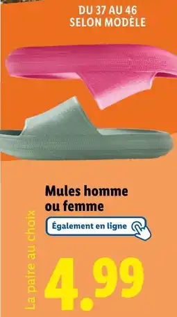 Lidl Mules homme ou femme offre
