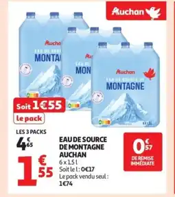 Auchan Supermarché AUCHAN Eau de source de montagne offre